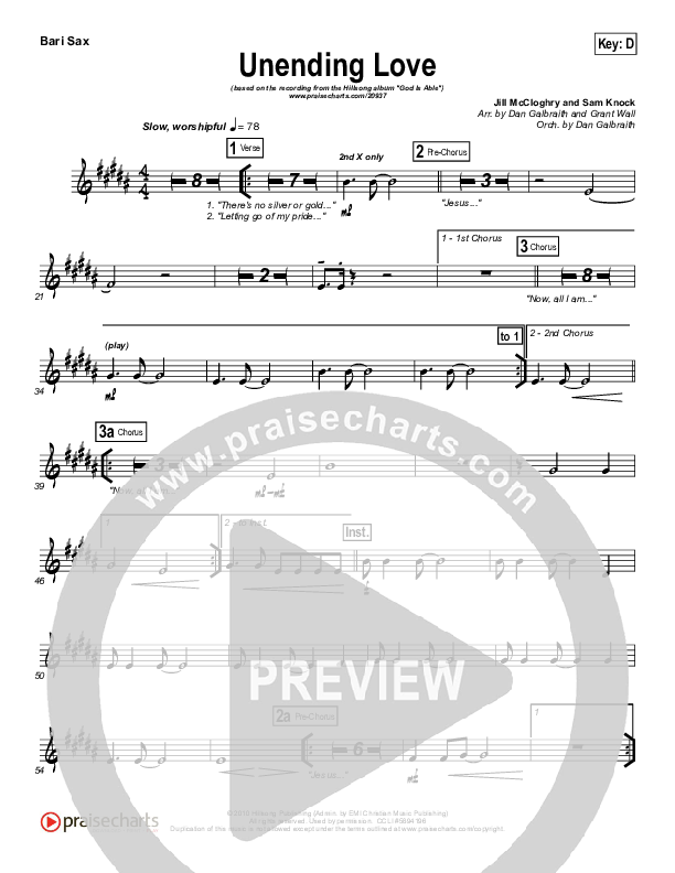 Unending Love Bari Sax (Hillsong Worship)