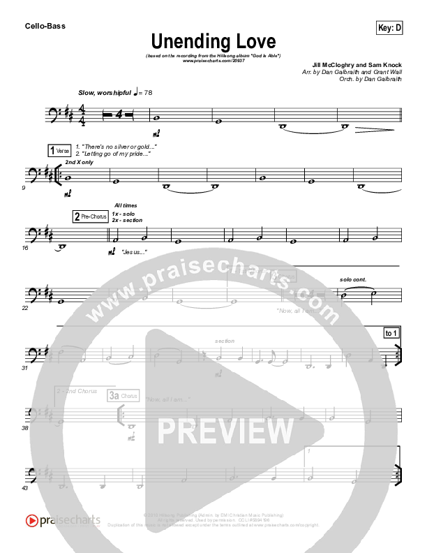 Unending Love Cello/Bass (Hillsong Worship)