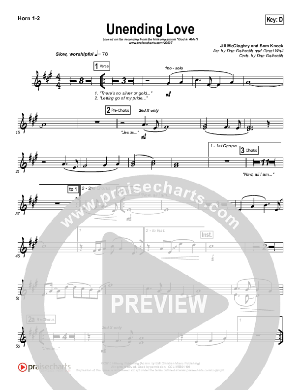 Unending Love French Horn 1/2 (Hillsong Worship)