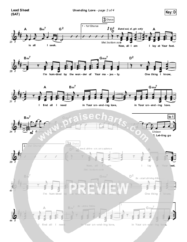 Unending Love Lead Sheet (Hillsong Worship)