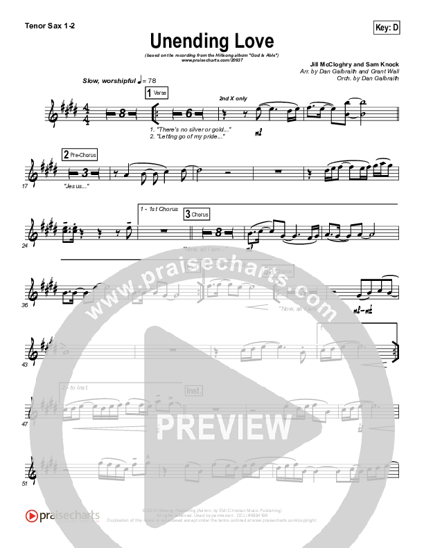 Unending Love Tenor Sax 1/2 (Hillsong Worship)