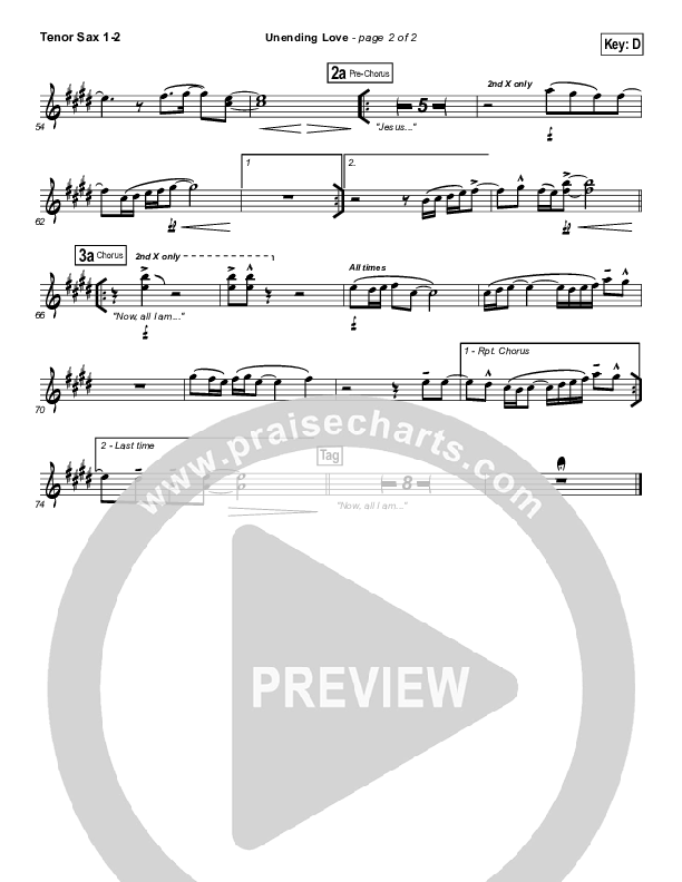 Unending Love Tenor Sax 1/2 (Hillsong Worship)