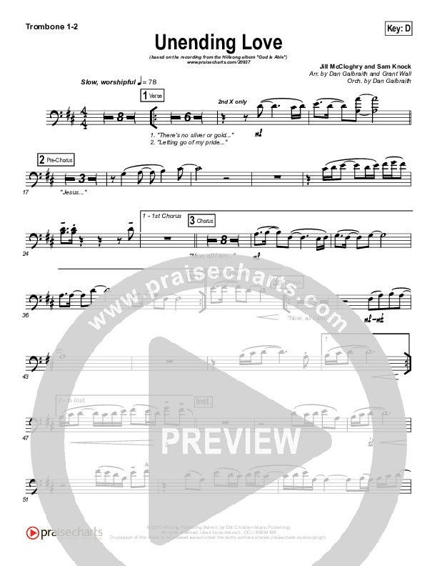 Unending Love Trombone 1/2 (Hillsong Worship)