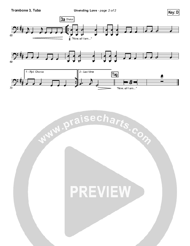 Unending Love Trombone 3/Tuba (Hillsong Worship)