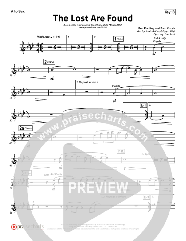 The Lost Are Found Alto Sax (Hillsong Worship)