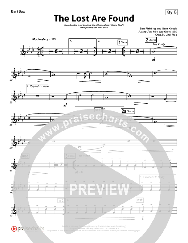 The Lost Are Found Bari Sax (Hillsong Worship)