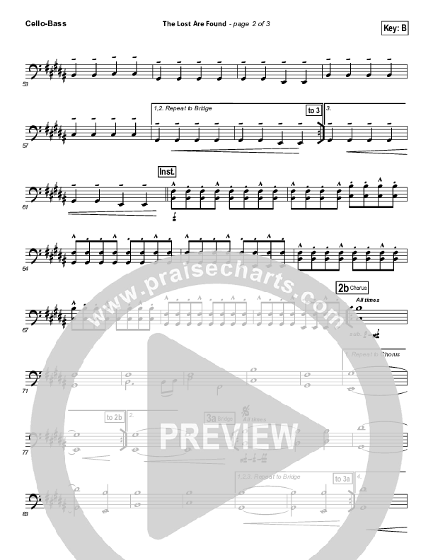 The Lost Are Found Cello/Bass (Hillsong Worship)