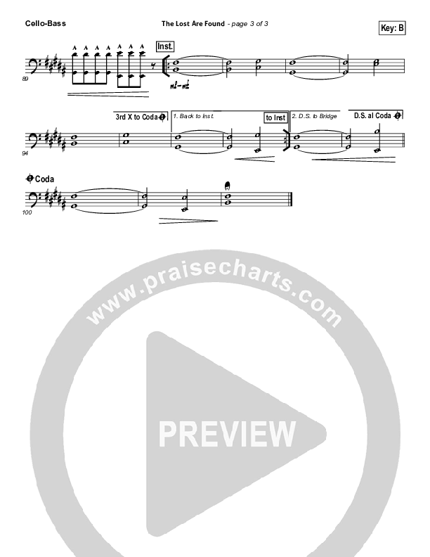 The Lost Are Found Cello/Bass (Hillsong Worship)