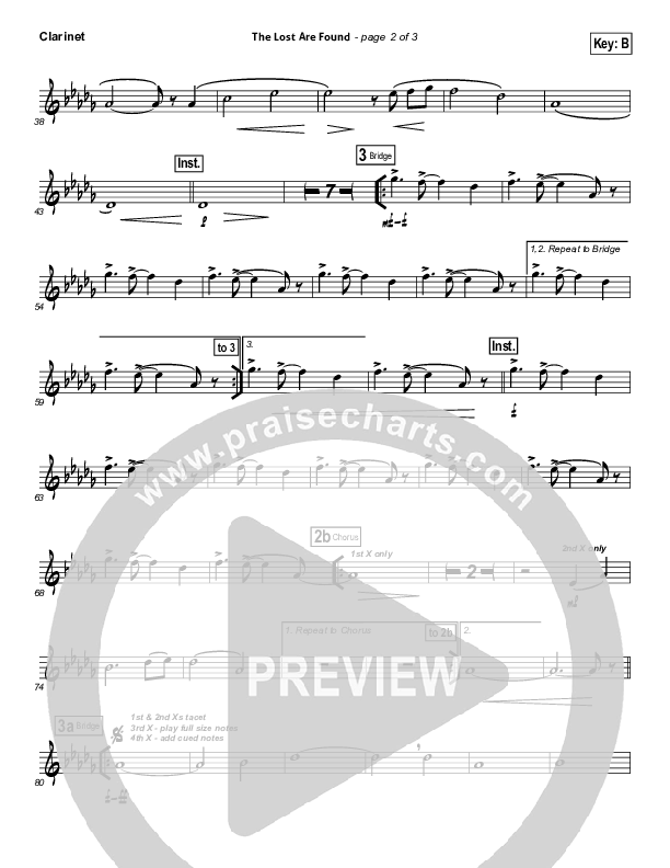 The Lost Are Found Clarinet (Hillsong Worship)