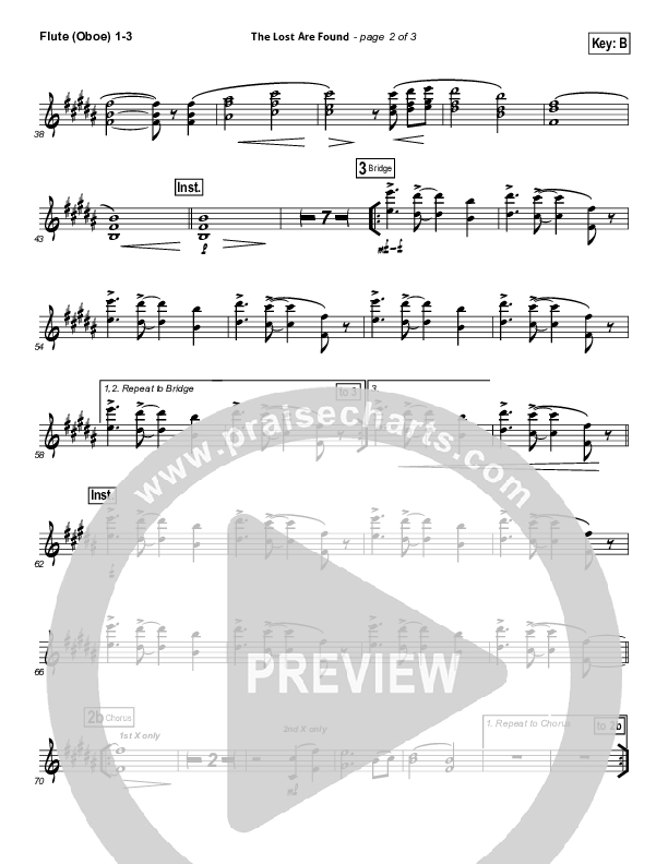 The Lost Are Found Flute/Oboe 1/2/3 (Hillsong Worship)