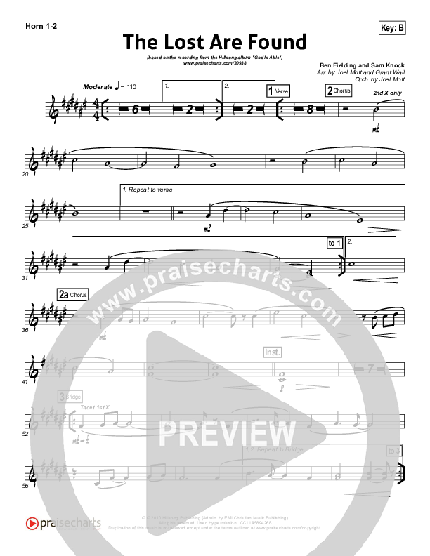 The Lost Are Found French Horn 1/2 (Hillsong Worship)