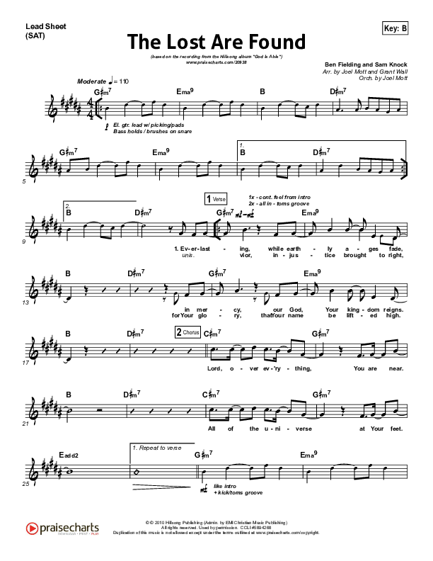 The Lost Are Found Lead Sheet (SAT) (Hillsong Worship)