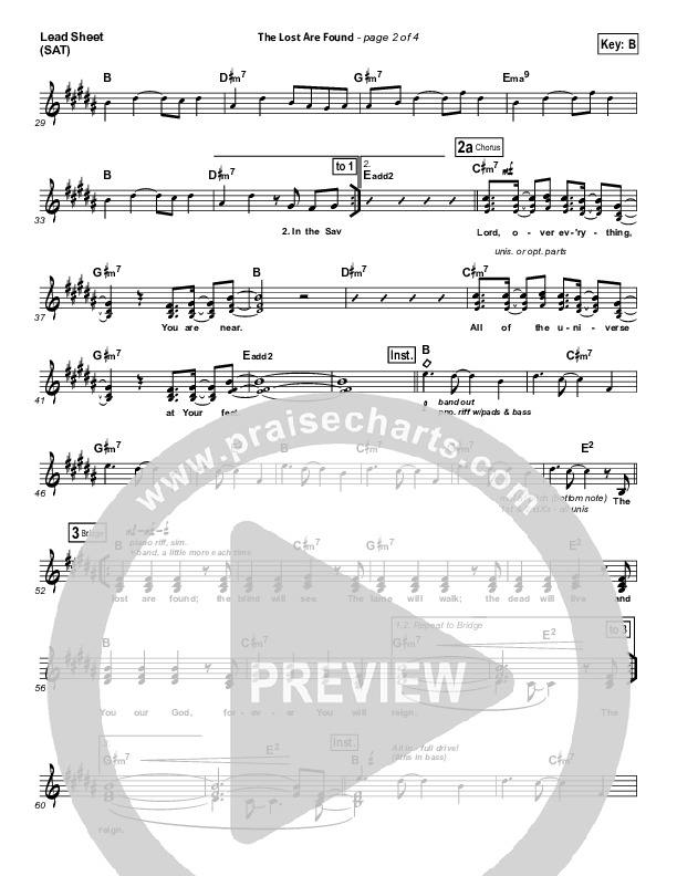 The Lost Are Found Lead Sheet (SAT) (Hillsong Worship)