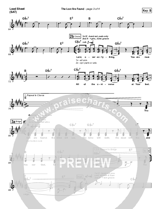 The Lost Are Found Lead Sheet (SAT) (Hillsong Worship)