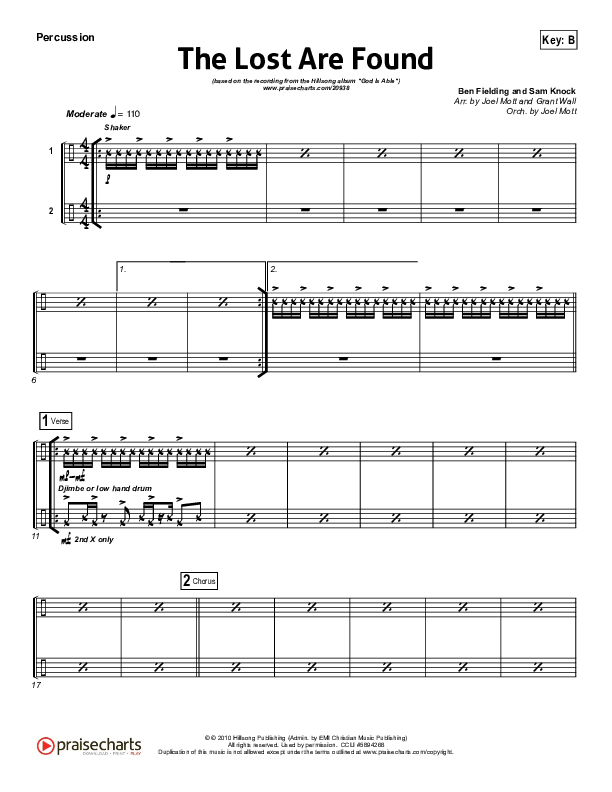 The Lost Are Found Percussion (Hillsong Worship)