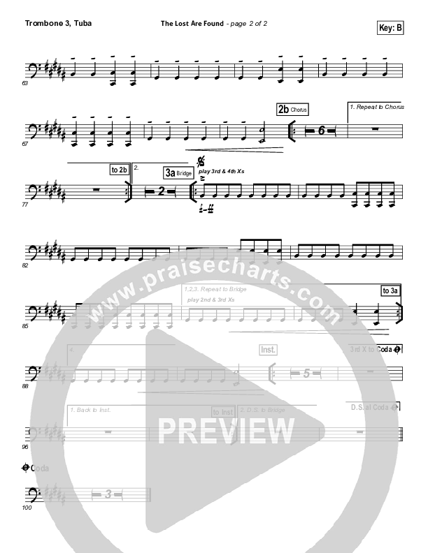 The Lost Are Found Trombone 3/Tuba (Hillsong Worship)