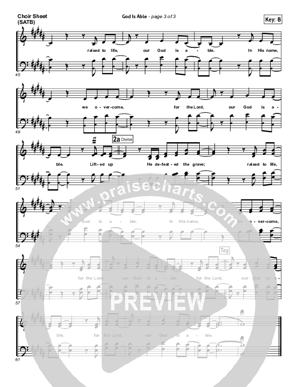 God Is Able Choir Sheet (SATB) (Hillsong Worship)