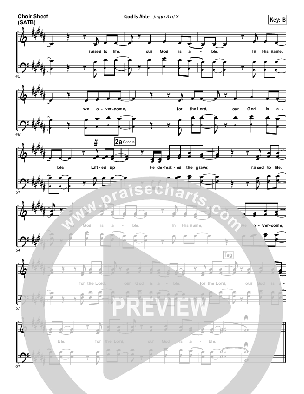 God Is Able Choir Sheet (SATB) (Hillsong Worship)