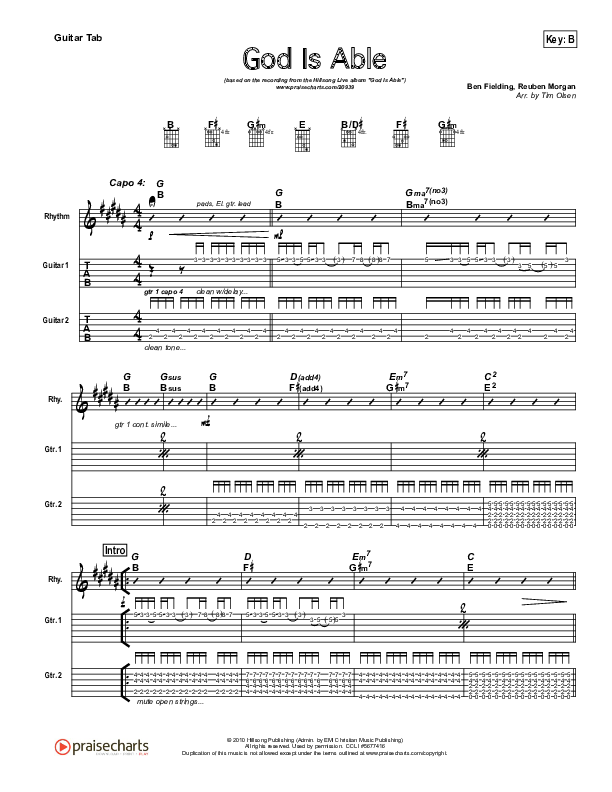 God Is Able Guitar Tab (Hillsong Worship)