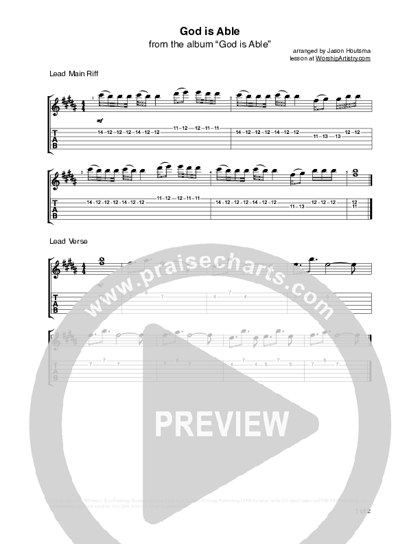 God Is Able Guitar TAB/Riffs (Hillsong Worship)