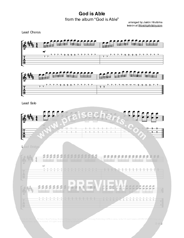 God Is Able Guitar TAB/Riffs (Hillsong Worship)