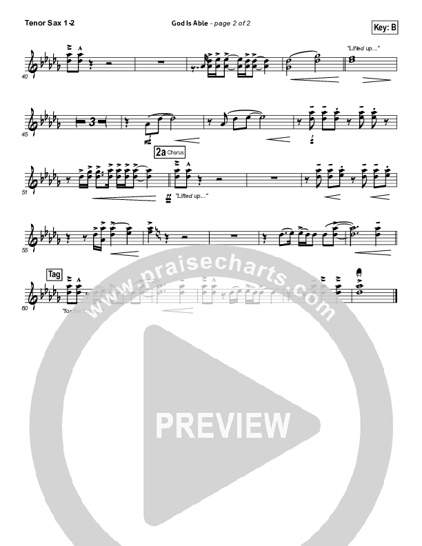 God Is Able Tenor Sax 1/2 (Hillsong Worship)