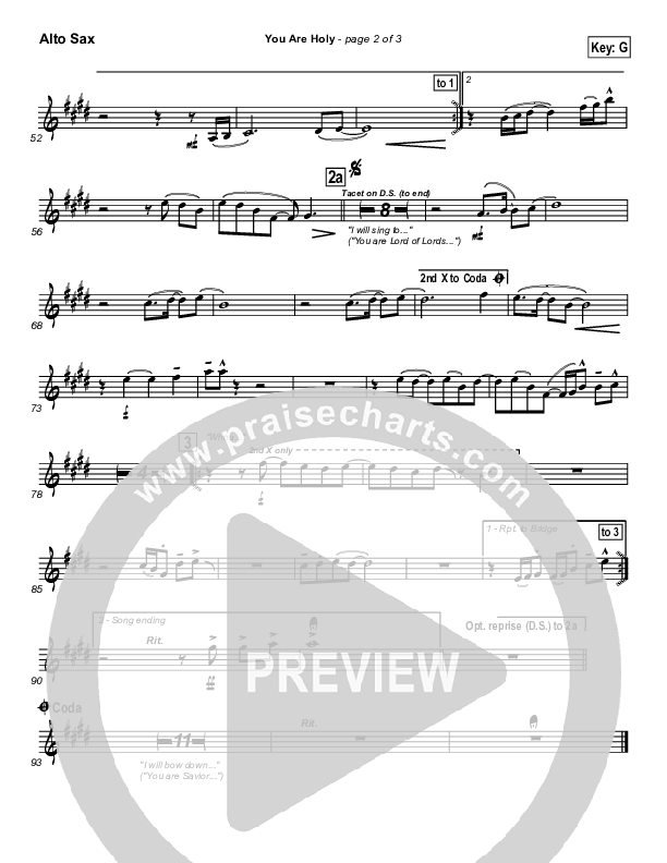 You Are Holy (Prince of Peace) Alto Sax (Newsong)