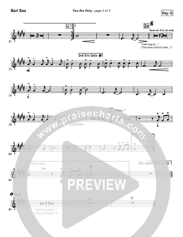 You Are Holy (Prince of Peace) Bari Sax (Newsong)
