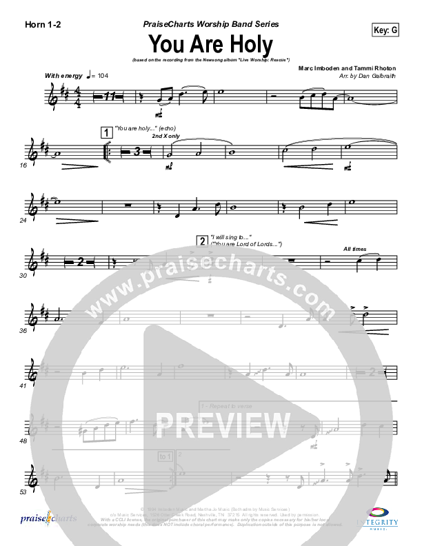 You Are Holy (Prince of Peace) Brass Pack (Newsong)