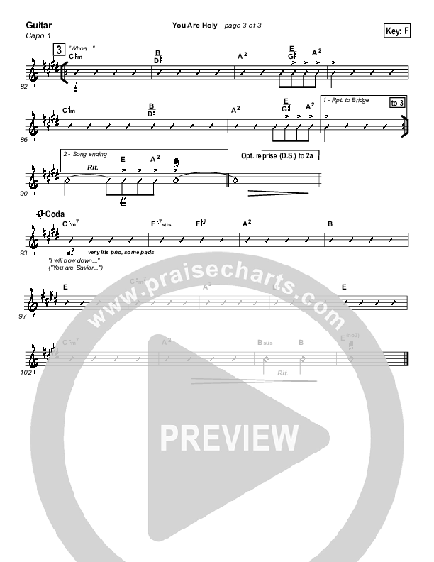 You Are Holy (Prince of Peace) Guitar (Newsong)