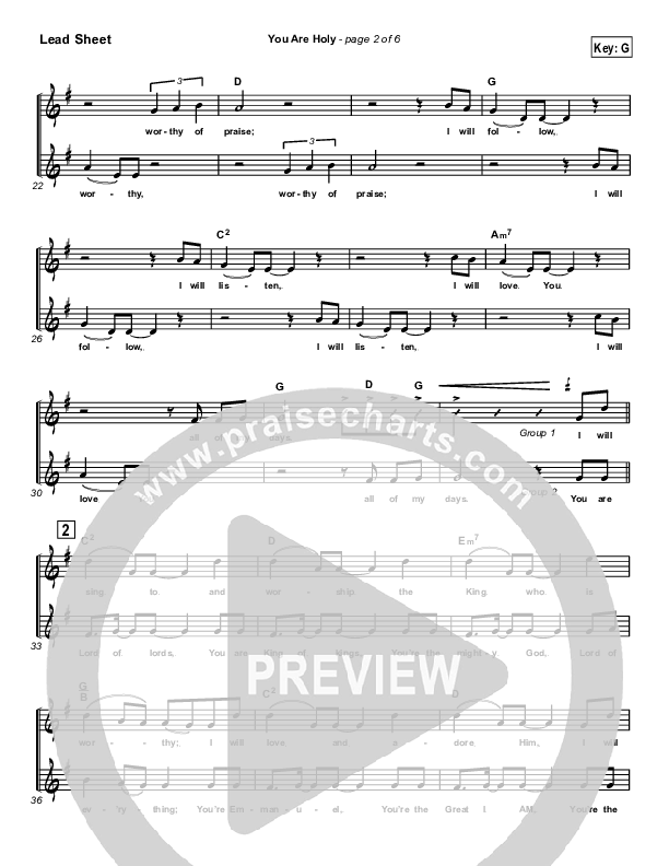 You Are Holy (Prince of Peace) Lead Sheet (Newsong)