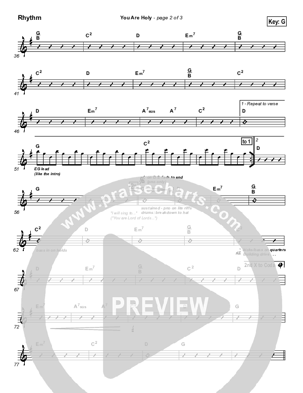 You Are Holy (Prince of Peace) Rhythm Chart (Newsong)