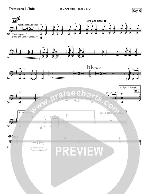 You Are Holy (Prince of Peace) Trombone 3 (Newsong)