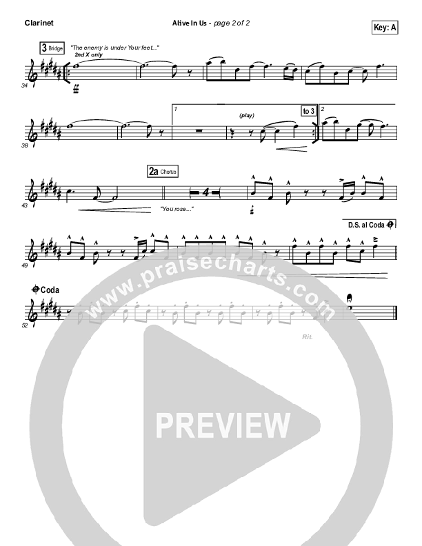 Alive In Us Clarinet (Hillsong Worship)