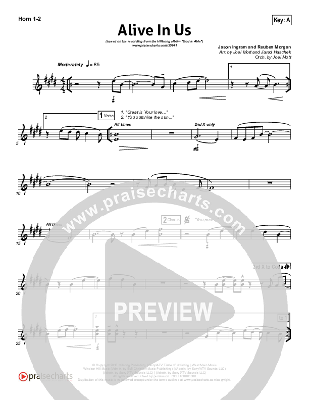 Alive In Us French Horn 1/2 (Hillsong Worship)