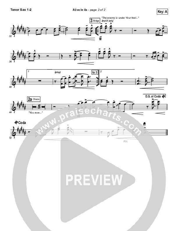 Alive In Us Tenor Sax 1/2 (Hillsong Worship)