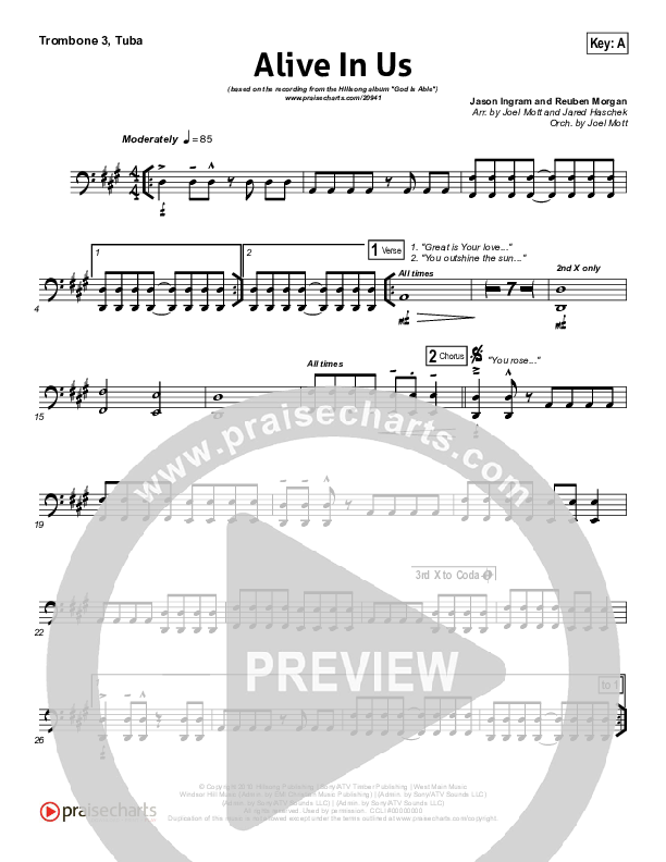 Alive In Us Trombone 3/Tuba (Hillsong Worship)