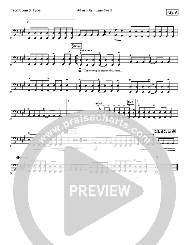 Alive In Us Trombone 3/Tuba (Hillsong Worship)
