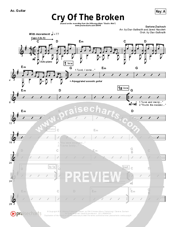 Cry Of The Broken Rhythm Chart (Hillsong Worship)