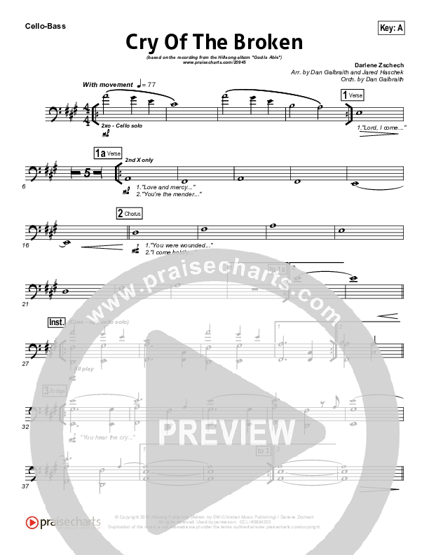 Cry Of The Broken Cello/Bass (Hillsong Worship)