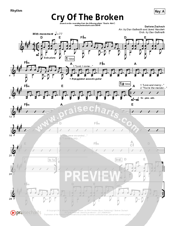 Cry Of The Broken Rhythm Chart (Hillsong Worship)