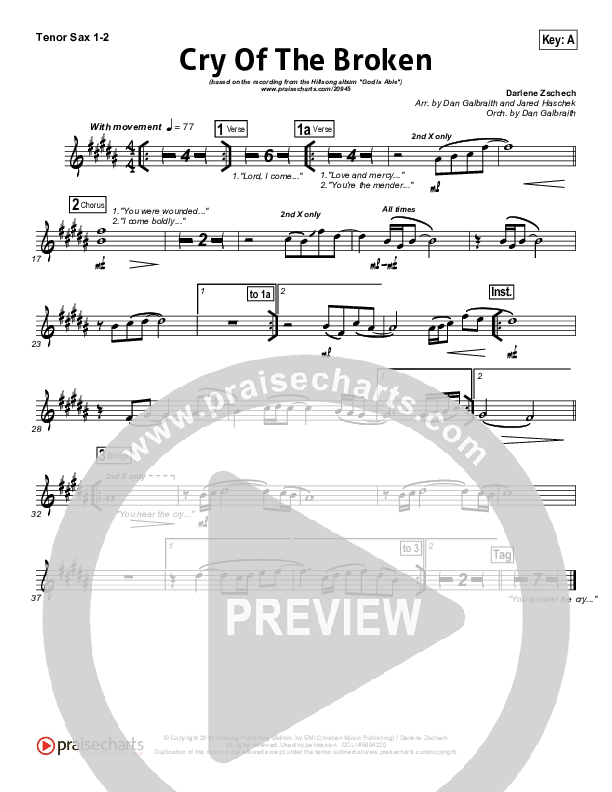 Cry Of The Broken Tenor Sax 1/2 (Hillsong Worship)