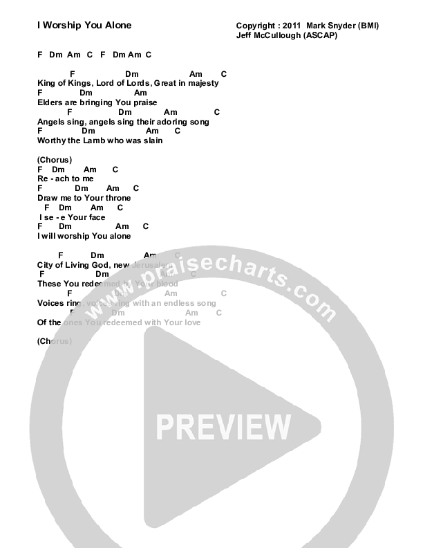 I Worship You Alone Chords & Lyrics (Tree Hill Collective)