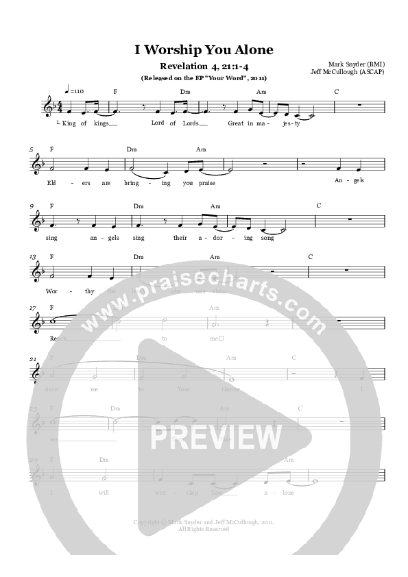 I Worship You Alone Lead Sheet (Tree Hill Collective)