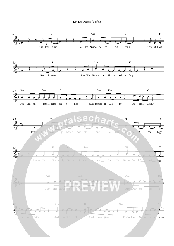 Let His Name Lead Sheet (Tree Hill Collective)