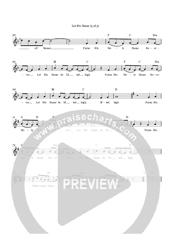 Let His Name Lead Sheet (Tree Hill Collective)