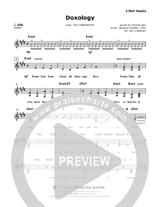 Doxology Lead Sheet (SAT) (Don Chapman)