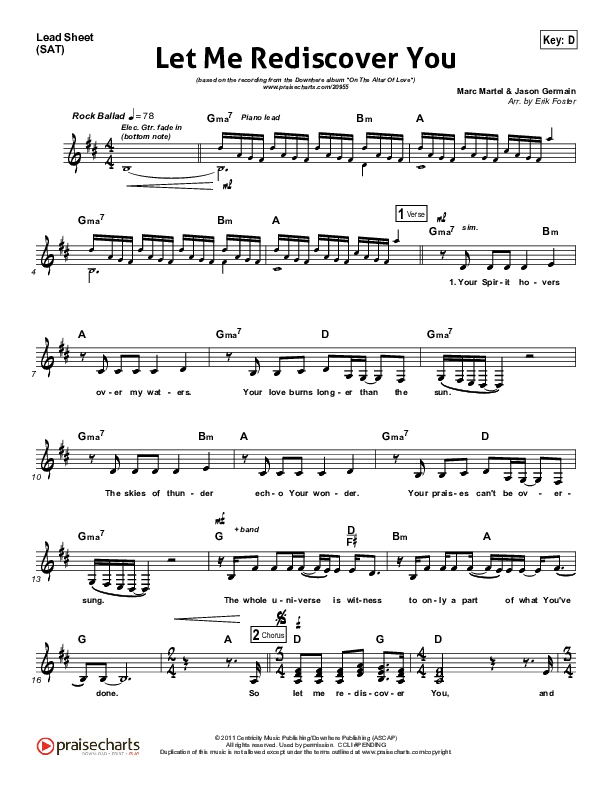 Let Me Rediscover You Lead Sheet (SAT) (Downhere)