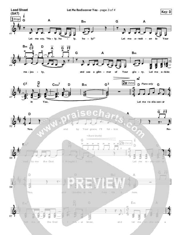 Let Me Rediscover You Lead Sheet (SAT) (Downhere)