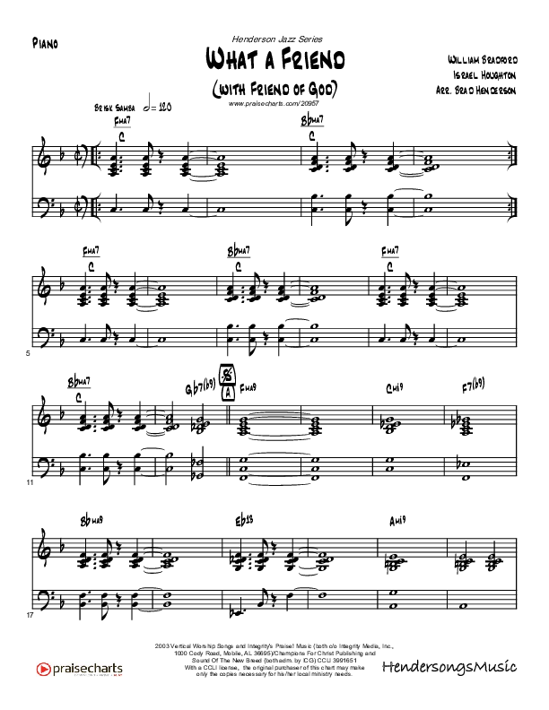 Friend Of God (with Friend Of God) Piano Sheet (Brad Henderson)